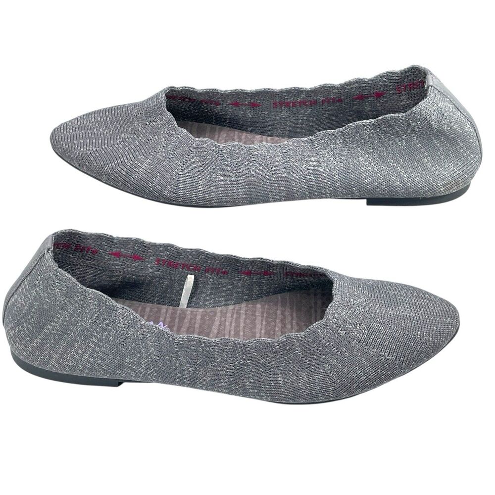 Skechers Cleo Stretch Fit Gray Ballet Flats Women’s Size 7 Comfort - Picture 1 of 7